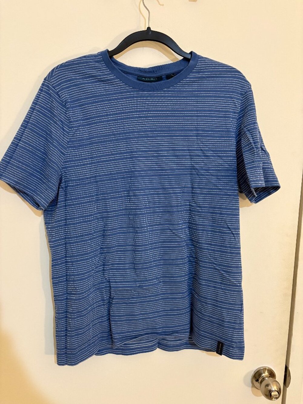 Perry Ellis Striped Crew Tee Blue Horizontal Stripes Size L